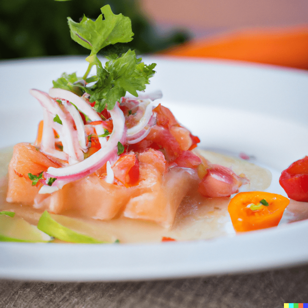 Trout sashimi in ceviche