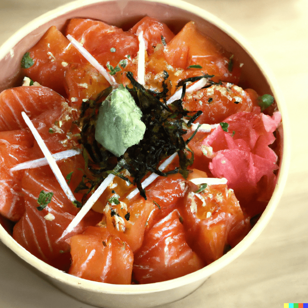 Trout sashimi in poke bowls